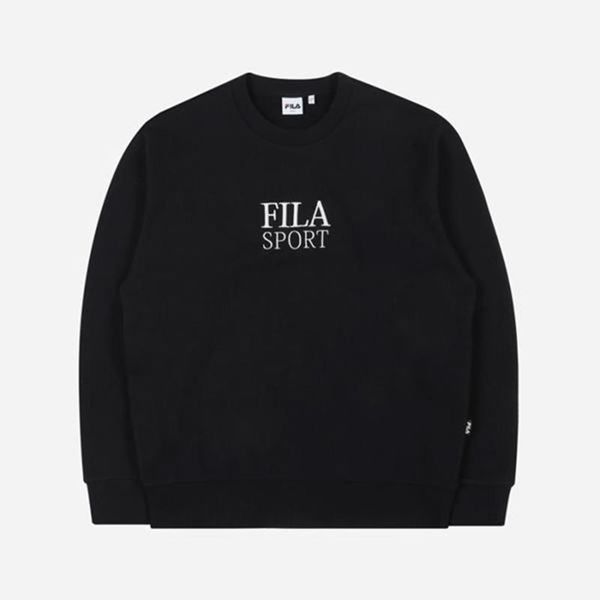 Fila Sport Embroidered Men's Sweatshirts - Black,NZ 358-81237